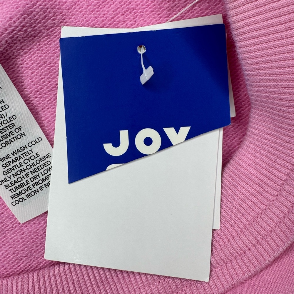 JoyLab Valentine’s Patchwork Hearts Sweatshirt S Cropped Pullover Crew Pink NWT - Picture 9 of 9
